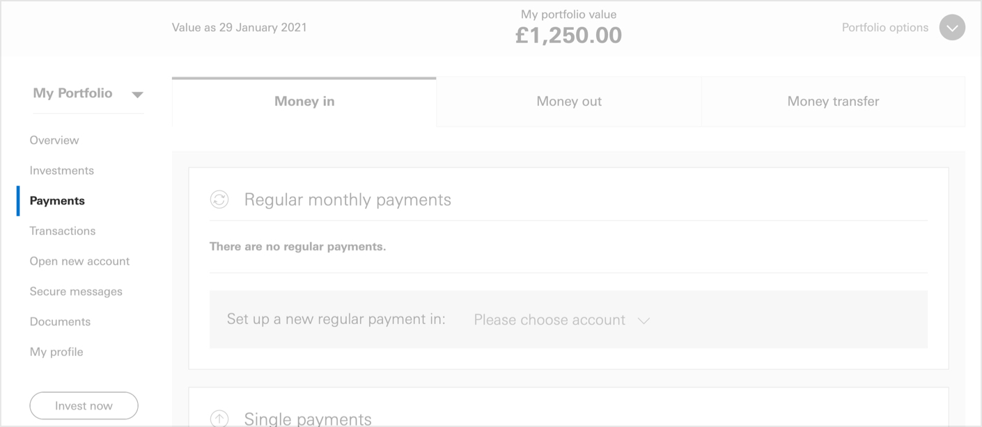 Select ‘Payments’ from the ‘My Portfolio’ menu.