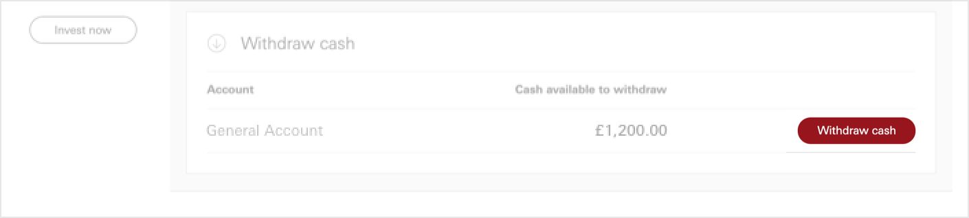 Any money held as cash and available for withdrawal will be shown here. Select ‘Withdraw cash'